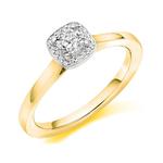 CERT Cushion Cut Halo Diamond 18ct Gold Ring