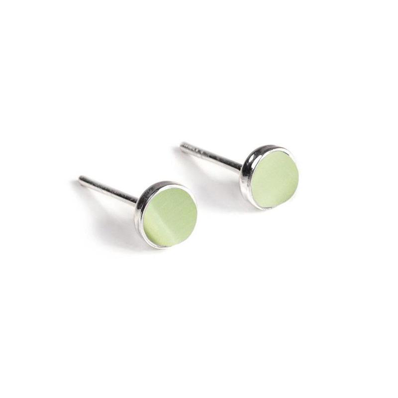 Pastel Green and Silver Stud Earrings