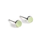 Pastel Green and Silver Stud Earrings