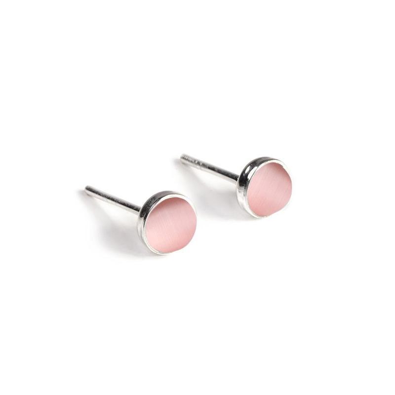 Pastel Pink and Silver Stud Earrings