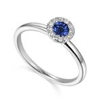 Round Halo Sapphire & Diamond Cluster Ring