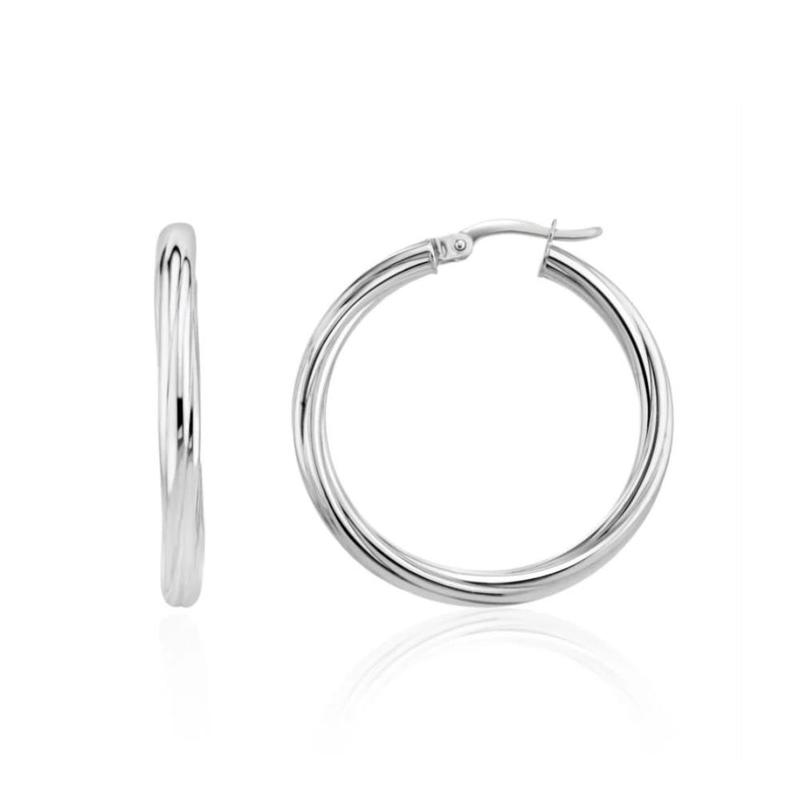 Twisted 9ct White Gold Hoop Earrings