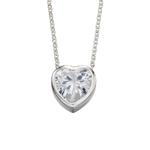 Silver Heart Pendant and Cubic Zirconia With Chain