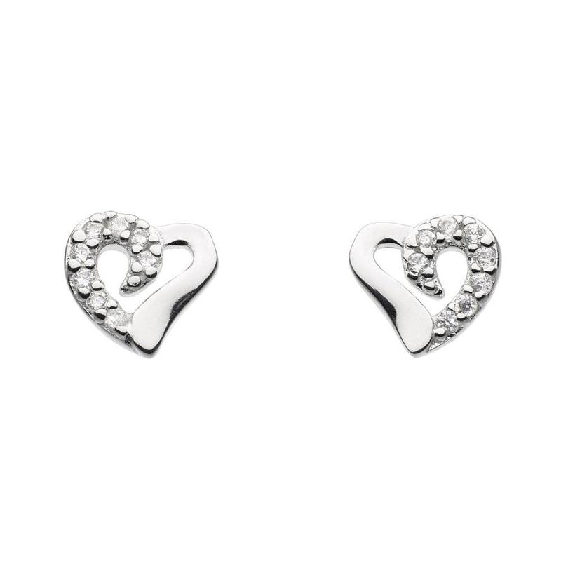 Dew Half Cubic Zirconia Heart Earrings