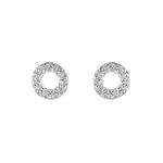 Open Circle Cubic Zirconia Silver Stud Earrings