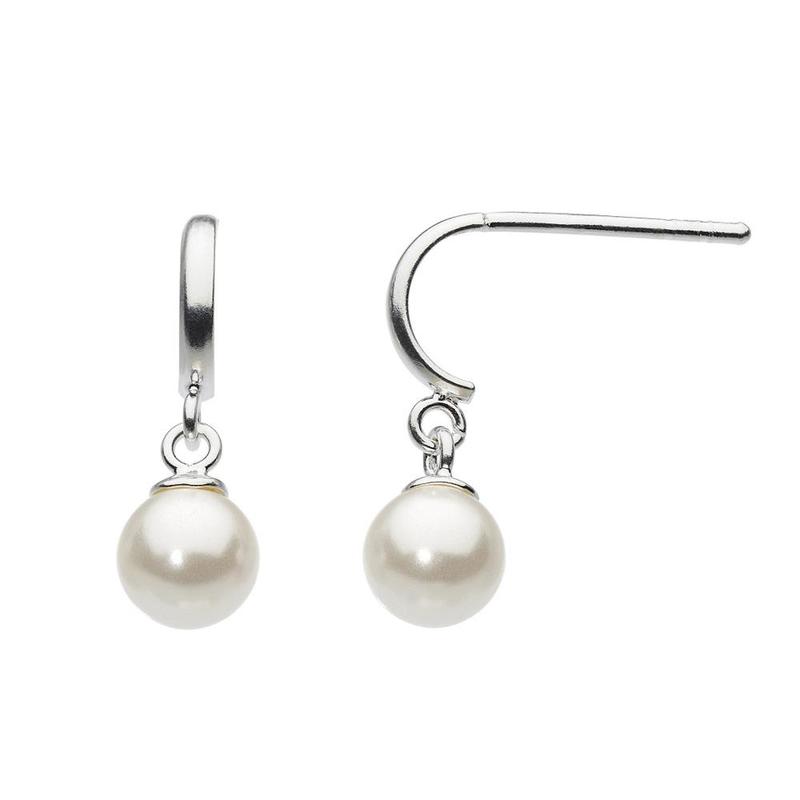 Synthetic Pearl Silver Drop Earrings
