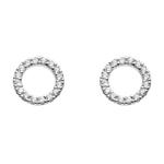 Cubic Zirconia Open Circle Silver Stud Earrings
