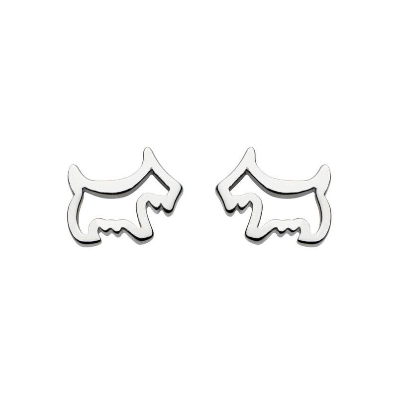 Scottie Dog Silver Stud Earrings