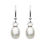 Oval Freshwater Silver Pearl Drop Earrings