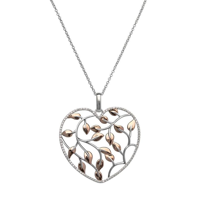 Silver and Cubic Zirconia Open Heart Necklace