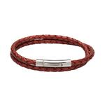 Moroccan Red Leather Bracelet with S Steel Clasp