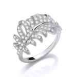 Silver and Cubic Zirconia Feather Ring