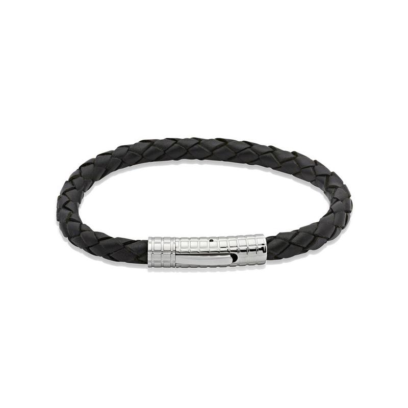 Unique&Co Black Leather Braided Bracelet