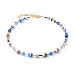 GeoCUBE® Stainless Steel Gold Blue Necklace