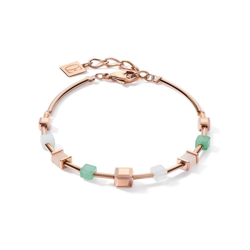 GeoCUBE® Green-Beige Gemstone Bracelet