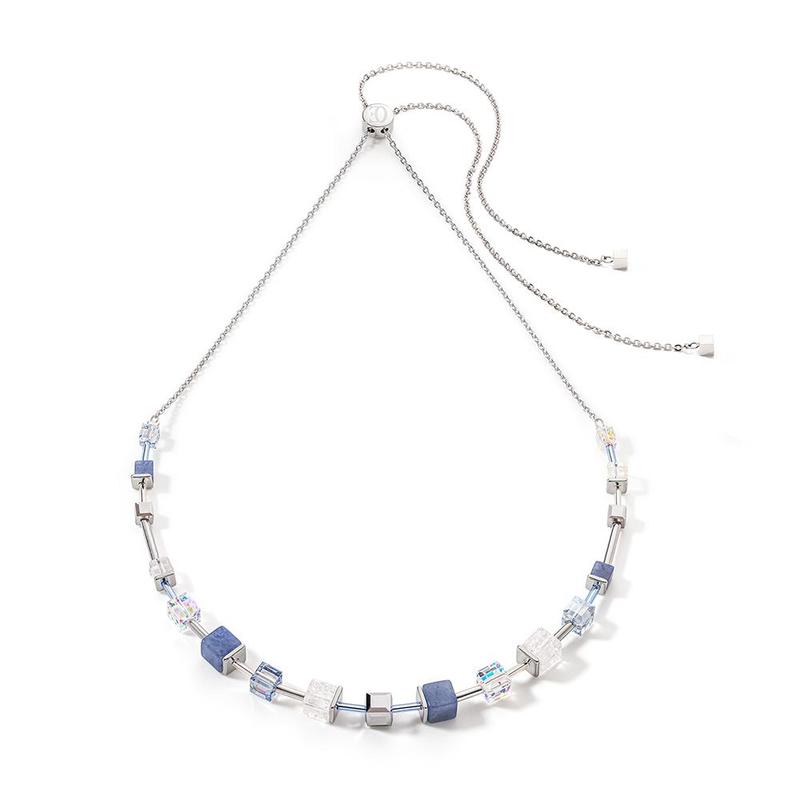 Blue GeoCUBE® Precious & Slider Closure Necklace