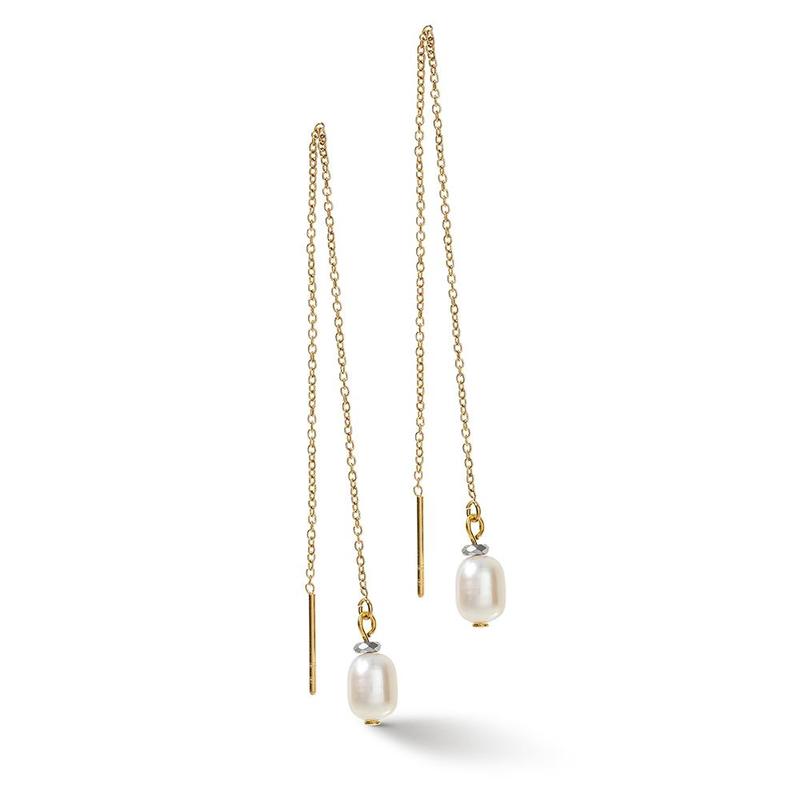 Oval Freshwater Pearl Gold Plate Chain Drops