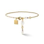 Oval Freshwater Pearl Gold Plate Y Chain Bracelet