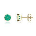 Emerald 5mm Rubover 9ct Gold Stud Earrings