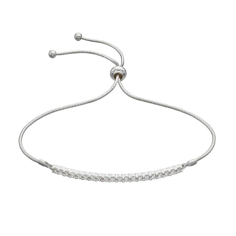 Cubic Zirconia & Silver Bar Toggle Bracelet