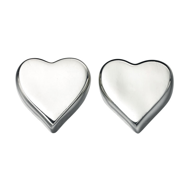 Polished Heart Silver Stud Earrings