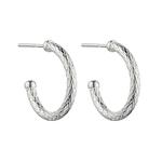 3/4 Textured Silver Hoop Earrings