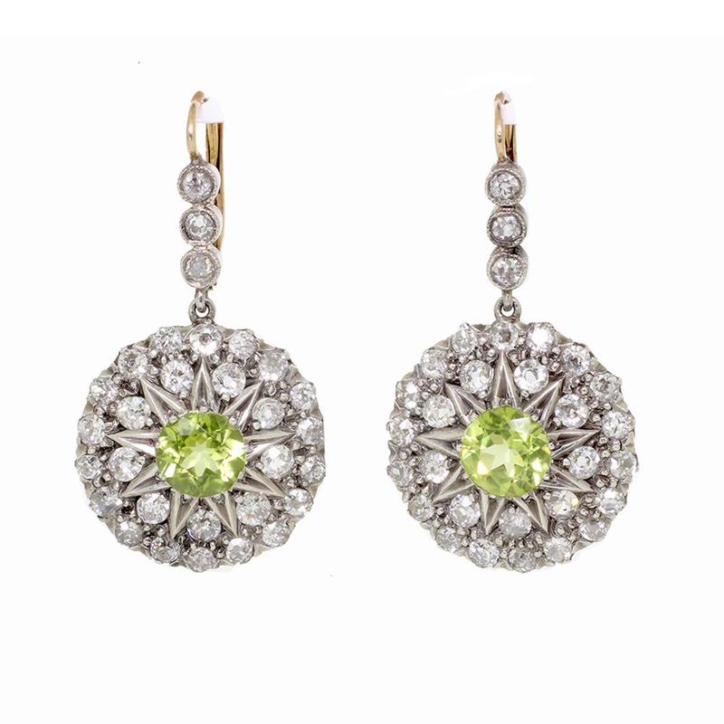 Peridot & Diamond Drop Earrings