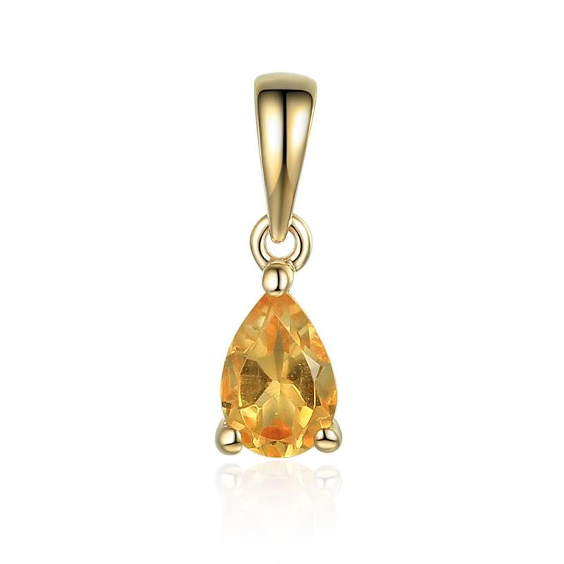 Citrine Pear Shape 9ct Gold Pendant
