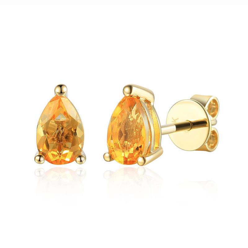 Citrine Pear Shape 9ct Gold Stud Earrings