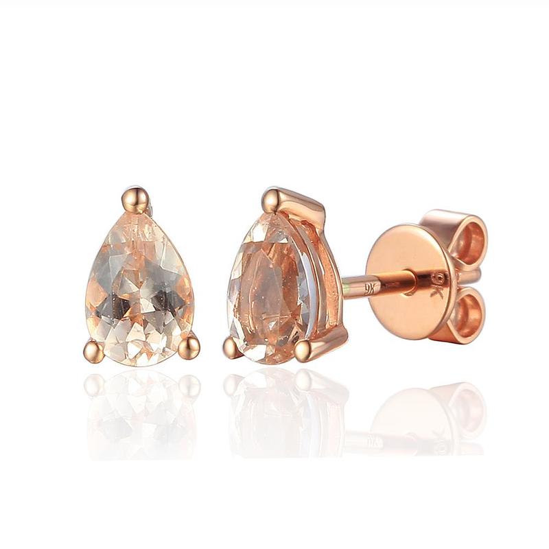 Morganite Pear Shape 9ct Gold Stud Earrings