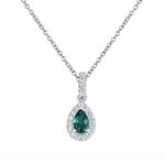 Pear Shaped Emerald & Diamond Cluster Pendant