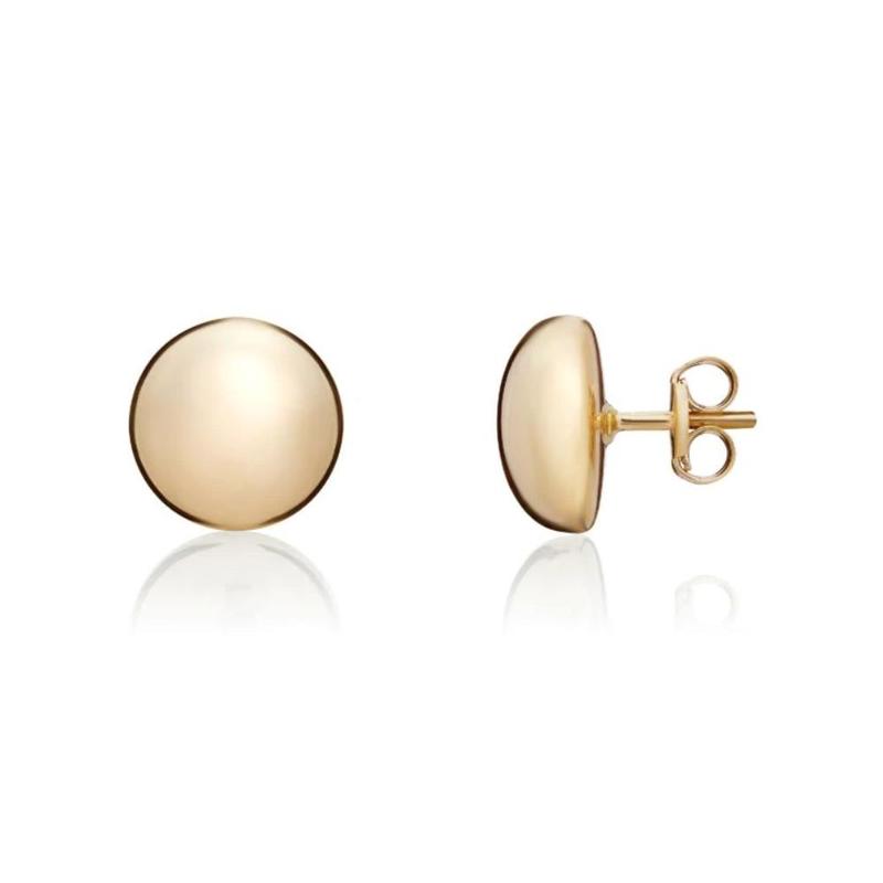 8mm Plain Button 9ct Yellow Gold Stud Earrings
