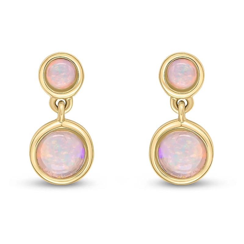 Double Opal 9ct Yellow Gold Drop Earrings