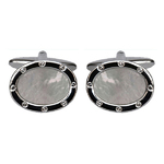 Oval Mother of Pearl Port Hole Cufflinks