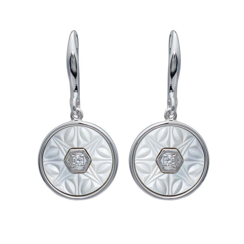 Silver Mother of Pearl and Cubic Zirconia Earrings
