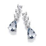 Silver & Triple Drop Aqua Cubic Zirconia Earrings