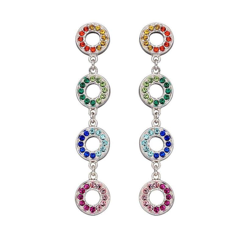 Fiorelli Rainbow Open Disc Silver Drop Earrings