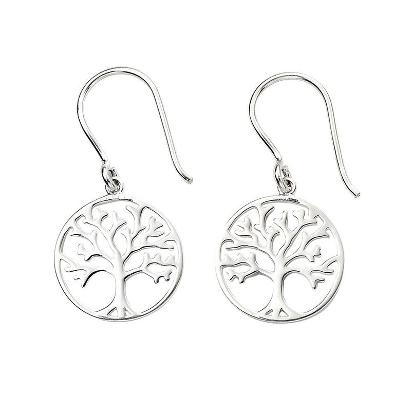 Tree of Life Silver Drop Earrings