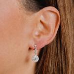 Round Halo Silver & Cubic Zirconia Drop Earrings