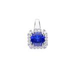 Blue and Clear Square Silver Pendant