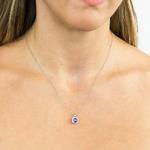 Blue and Clear Square Silver Pendant