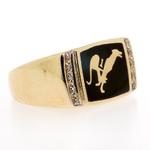 Pre-owned 9ct Diamond & Enamel Greyhound Ring