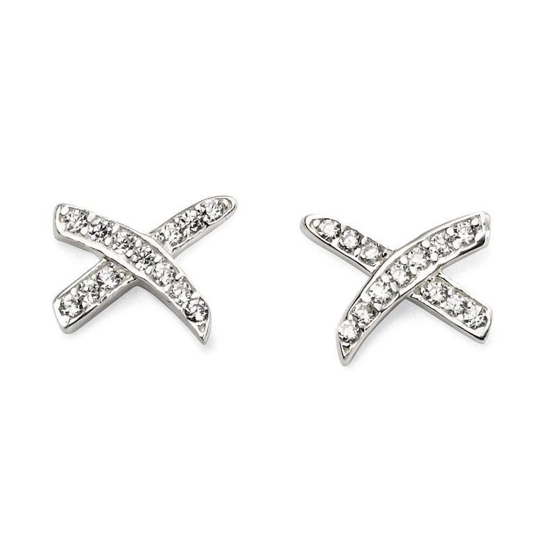 Kiss Silver & Cubic Zirconia Stud Earrings