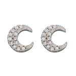 Crescent Moon Cubic Zirconia Stud Earrings