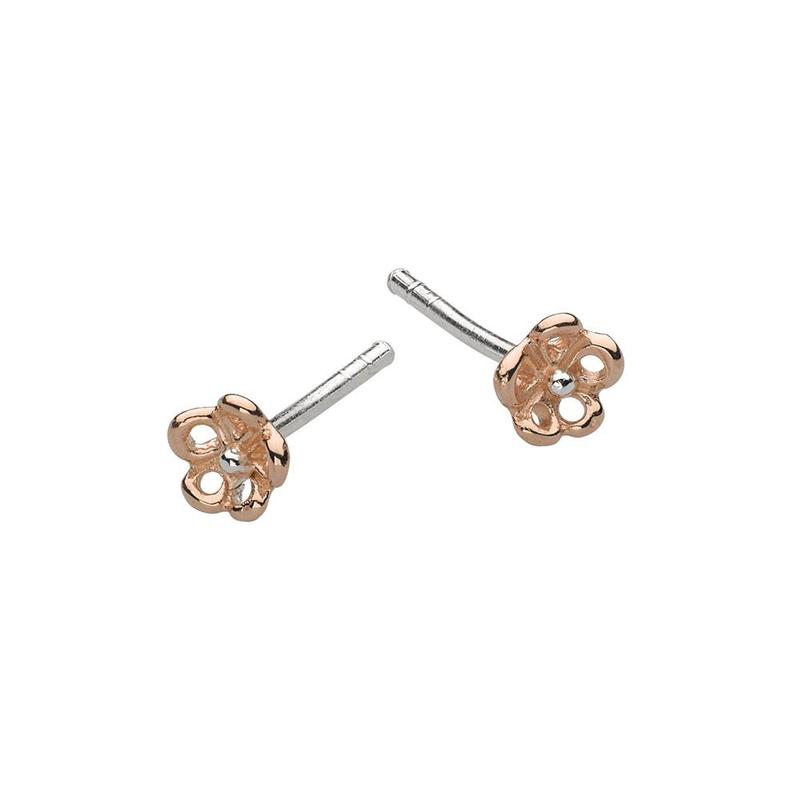 Delicate Flower Rose Gold Plate Stud Earrings