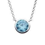 Round Blue Cubic Zirconia Pendant Sterling Silver