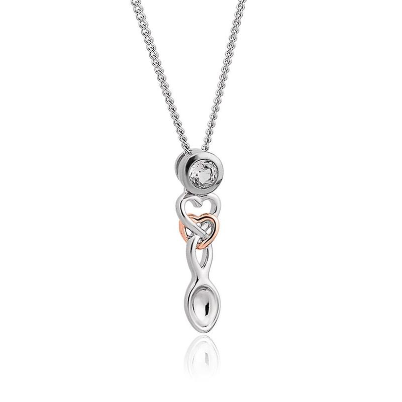 Lovespoons Silver and White Topaz Pendant Necklace