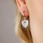 Cariad Heart Silver Drop Hoop Earrings