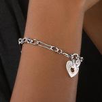 Cariad Horizon Heart Figaro Silver Bracelet