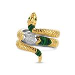 Large Snake Gold Plated Cubic Zirconia Ring